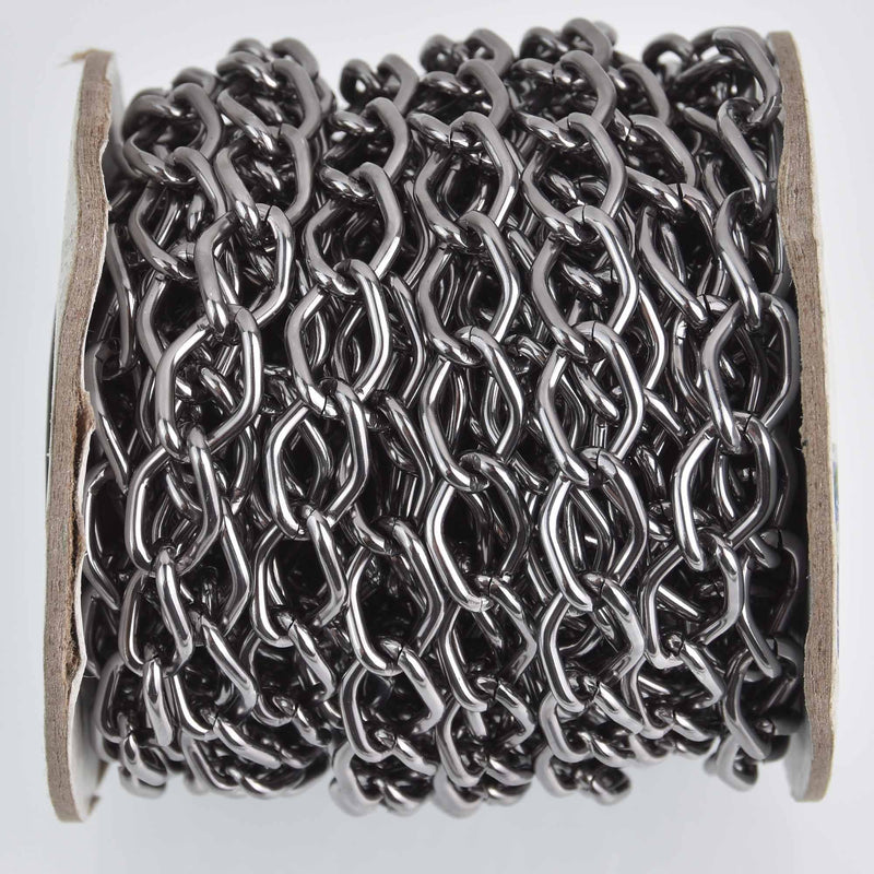 1 yard Gunmetal Aluminum Chain, Curb Link 14x9mm, fch1225a