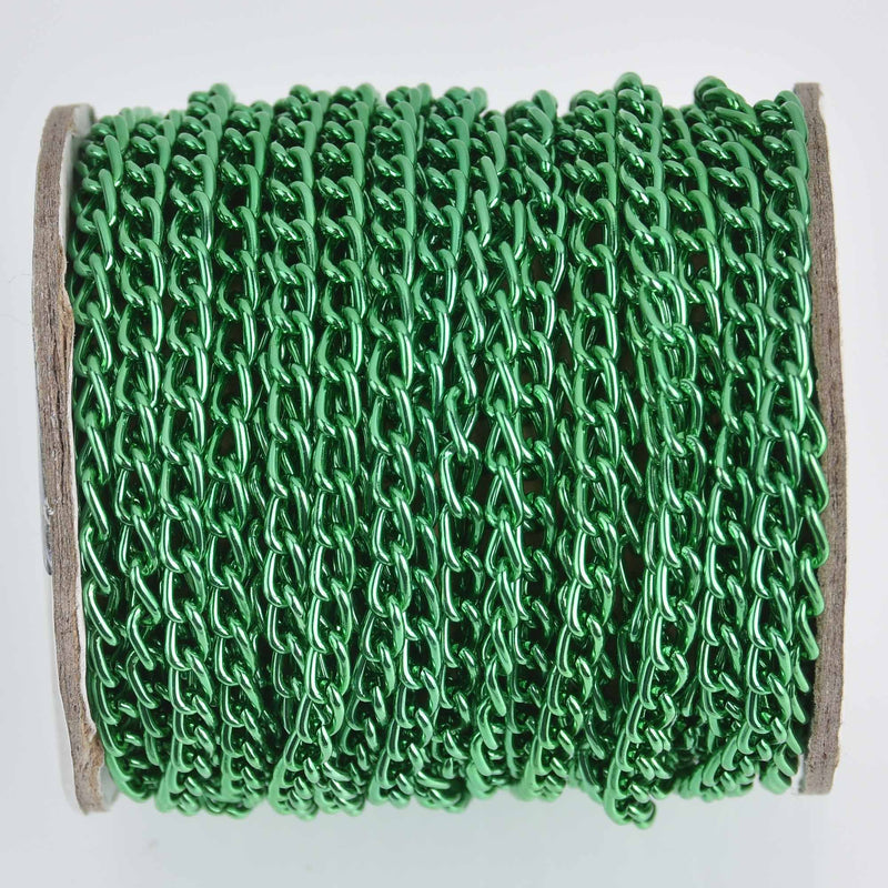 20 feet Green Aluminum Chain, Curb Link 6x3.6mm, fch1226b