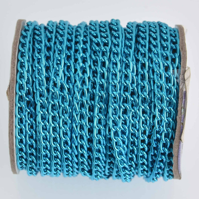 1 yard Bright Blue Aluminum Chain, Curb Link 6x3.6mm, fch1228a