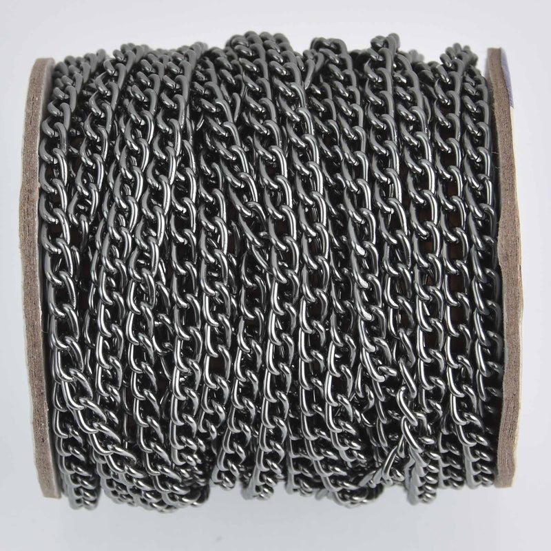 1 yard Hematite Aluminum Chain, Curb Link 9x5mm, fch1231a