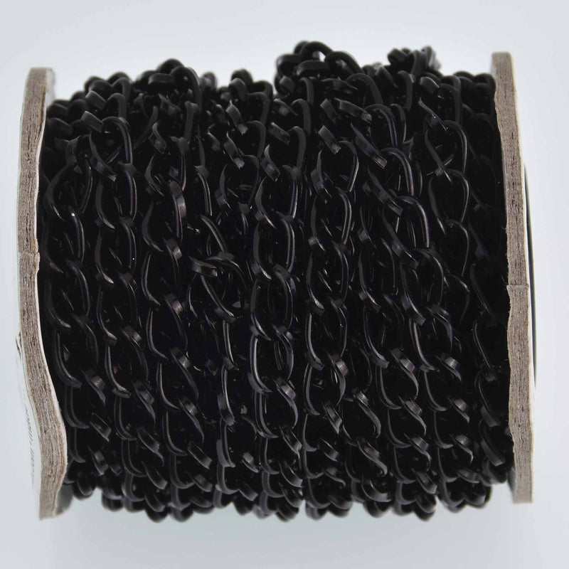 20 feet Black Aluminum Chain, Curb Link 9x5mm, fch1232b