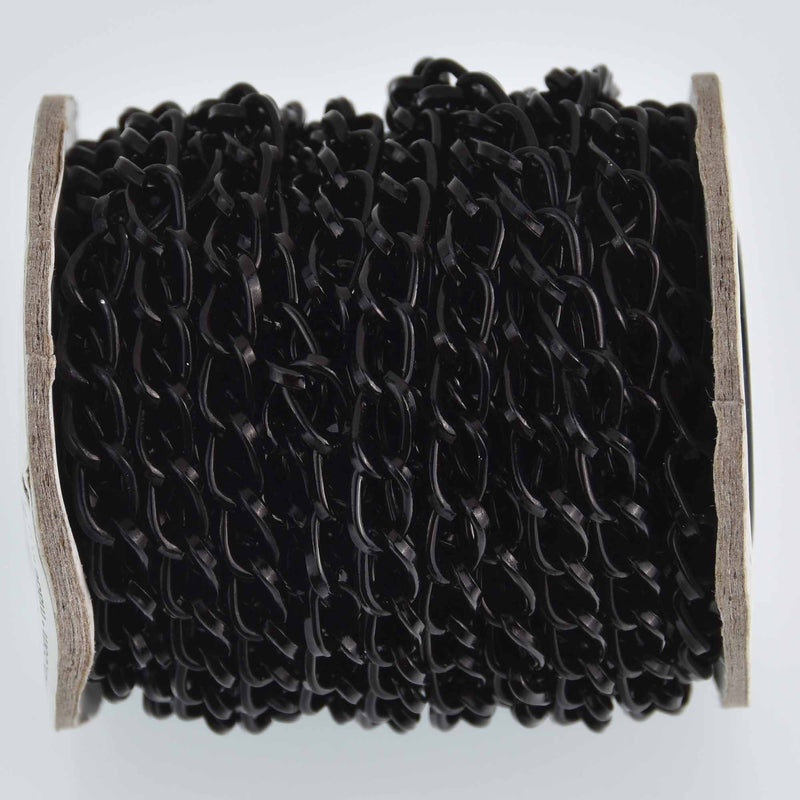 1 yard Black Aluminum Chain, Curb Link 9x5mm, fch1232a
