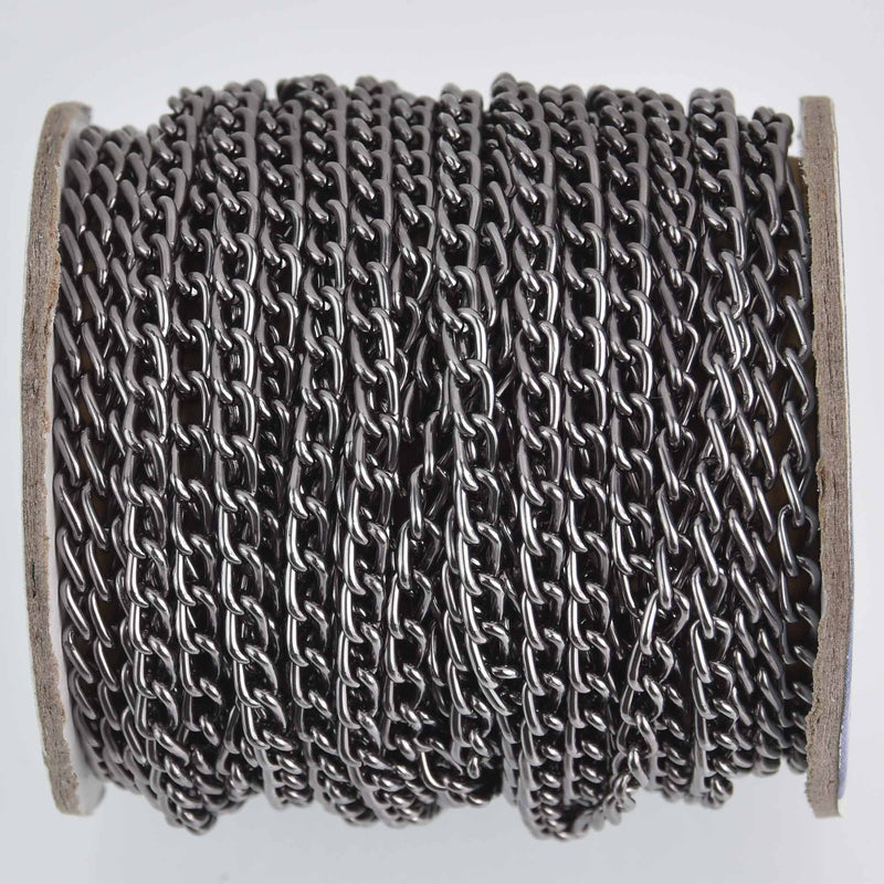 1 yard Gunmetal Aluminum Chain, Curb Link 9x5mm, fch1240a