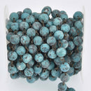 1 yard 8mm Matte Blue Agate Gemstone Rosary Chain, bronze, round gemstone beads, fch1251a