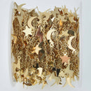 1 yard Gold Charm Chain, Star Moon Lightning Bolt Sequin Chain, brass chain, fch1261a