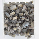 1 yard LABRADORITE Rosary Chain, black chain links, gemstone chips beads, fch1271a