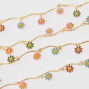 Gold Daisy Chain, Rainbow Enamel Flowers, Anklet Chain, Bracelet Chain, fch1274