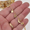 Gold Daisy Chain, White Enamel Flowers, Anklet Chain, Bracelet Chain, fch1275