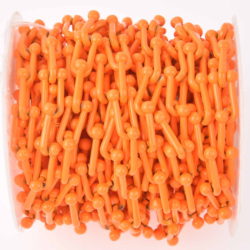 1 yard Orange U Link Chain, Enamel Coated, chunky 16mm links, fch1277a