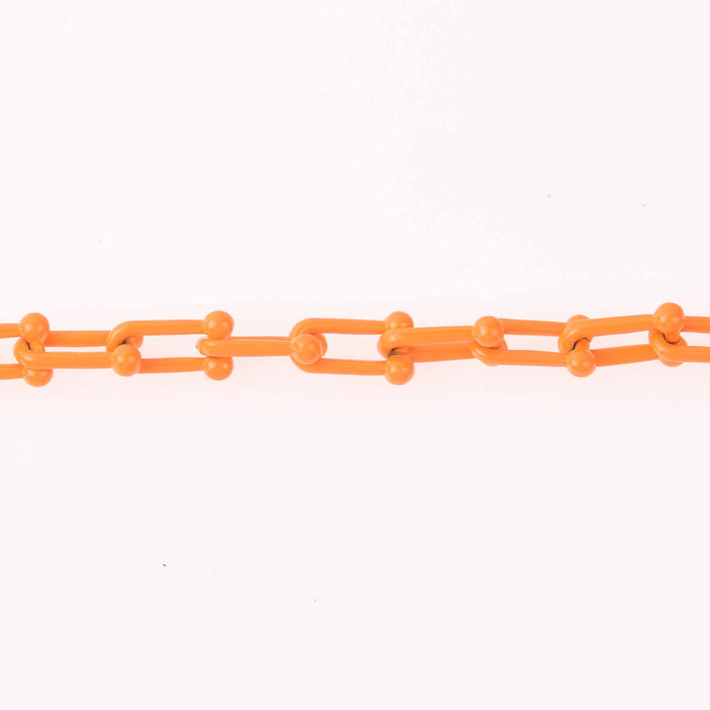 1 yard Orange U Link Chain, Enamel Coated, chunky 16mm links, fch1277a