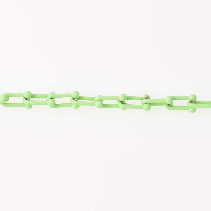 1 yard Green U Link Chain, Enamel Coated, chunky 16mm links, fch1278a