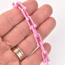 1 yard Pink U Link Chain, Enamel Coated, chunky 16mm links, fch1279a