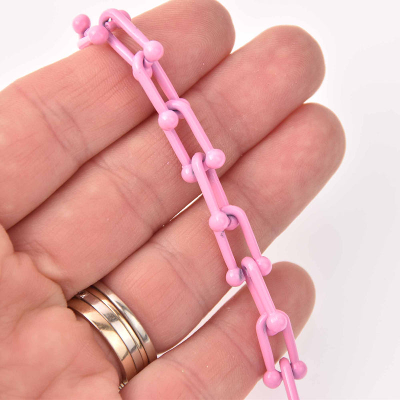 1 yard Pink U Link Chain, Enamel Coated, chunky 16mm links, fch1279a