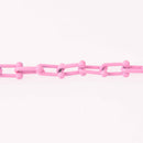 1 yard Pink U Link Chain, Enamel Coated, chunky 16mm links, fch1279a
