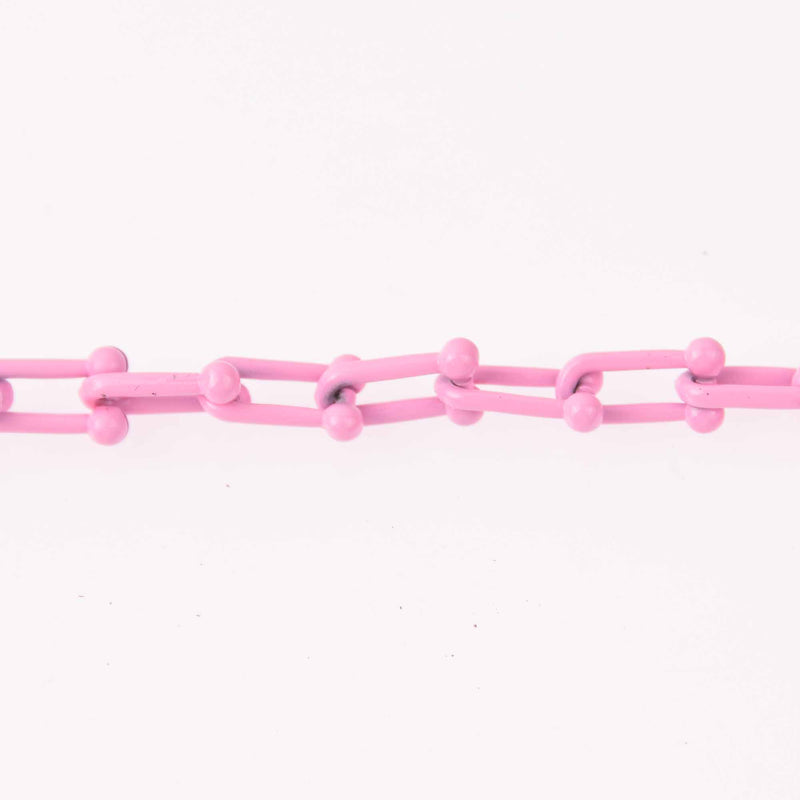 1 yard Pink U Link Chain, Enamel Coated, chunky 16mm links, fch1279a