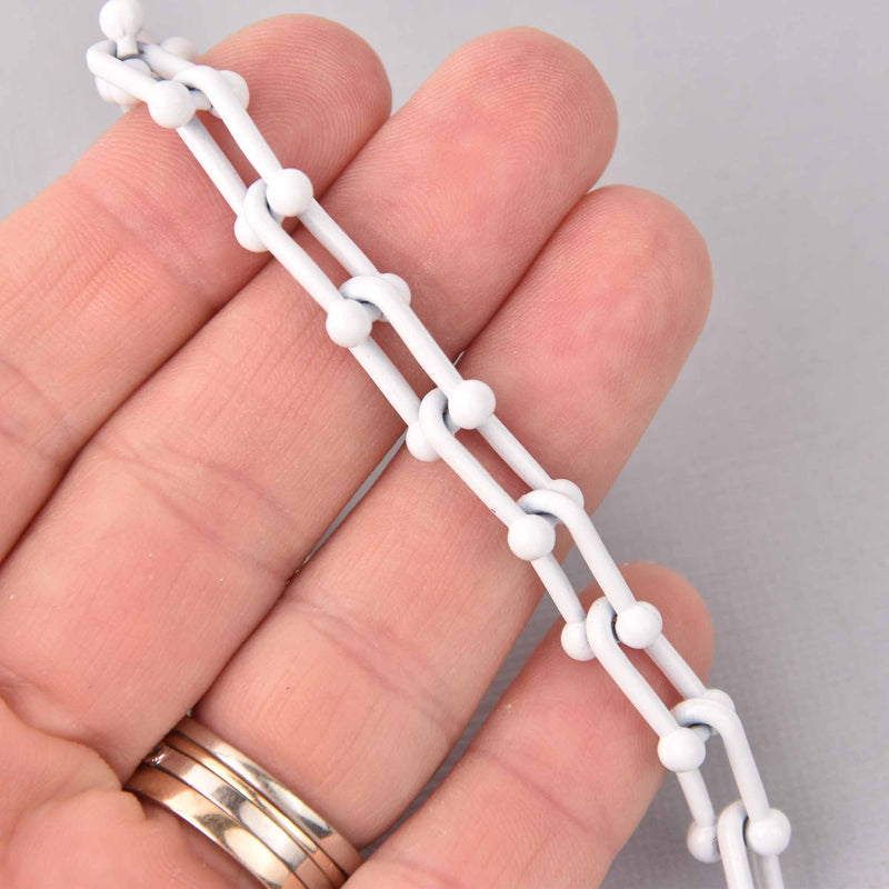 1 yard White U Link Chain, Enamel Coated, chunky 16mm links, fch1280a