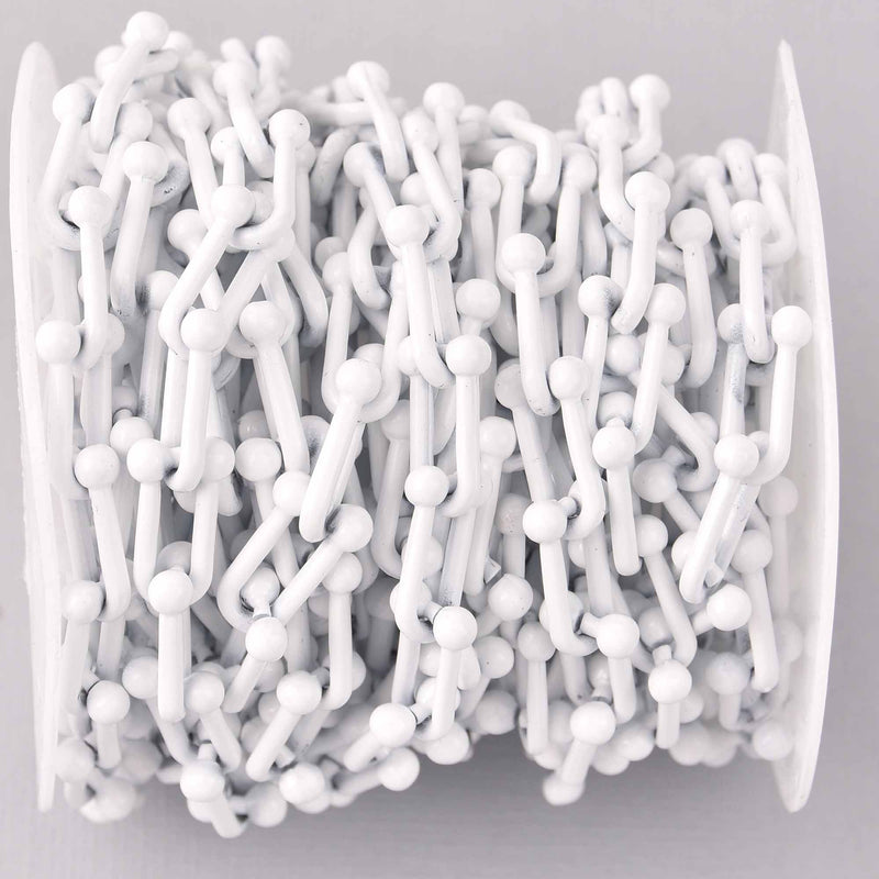 1 yard White U Link Chain, Enamel Coated, chunky 16mm links, fch1280a