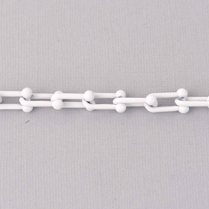 1 yard White U Link Chain, Enamel Coated, chunky 16mm links, fch1280a