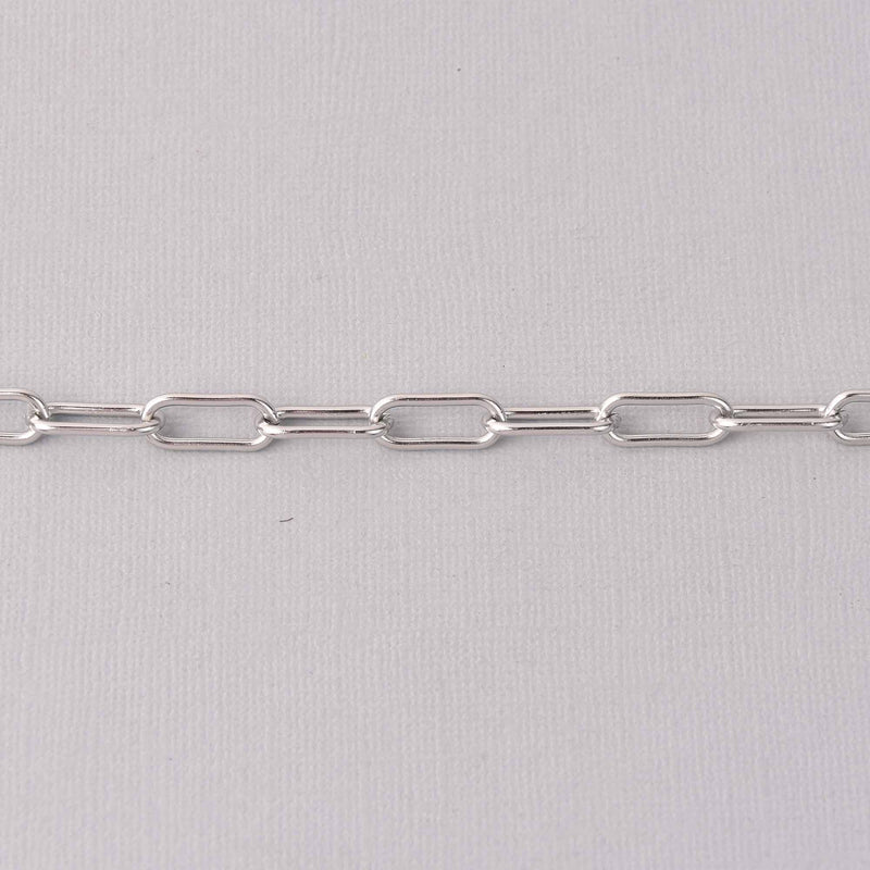 15 feet Paperclip Chain, Stainless Steel Skinny Oval Links are 17x7mm fch1282b