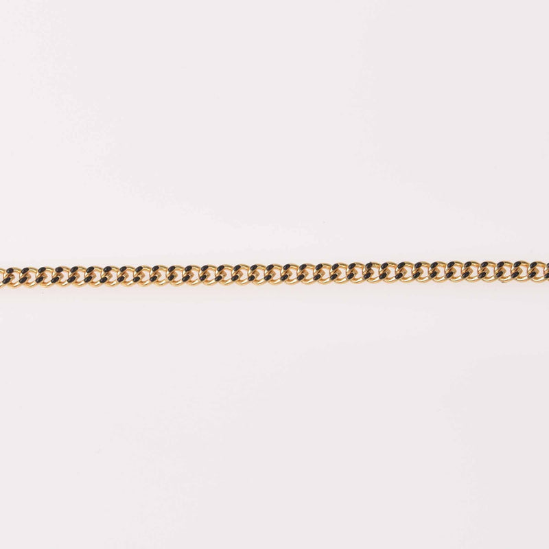 1 yard Black Chain, Enamel Coated and Gold Plated, Curb Link, 6mm links, fch1283a