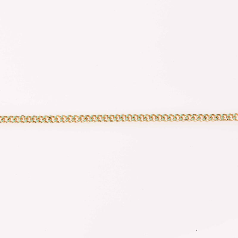 1 yard Green Chain, Enamel Coated and Gold Plated, Curb Link, 6mm links, fch1284a
