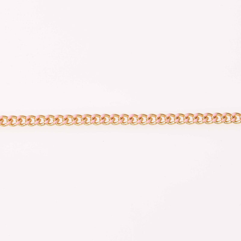 1 yard Pink Chain, Enamel Coated and Gold Plated, Curb Link, 6mm links, fch1286a