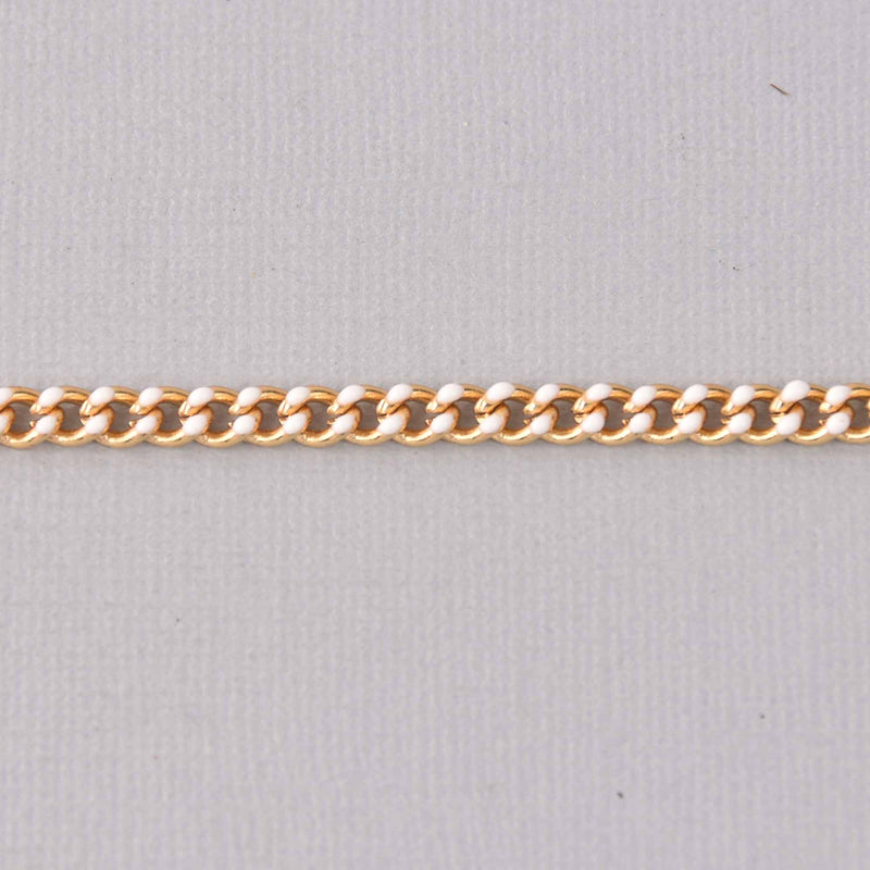 1 yard White Chain, Enamel Coated and Gold Plated, Curb Link, 6mm links, fch1287a