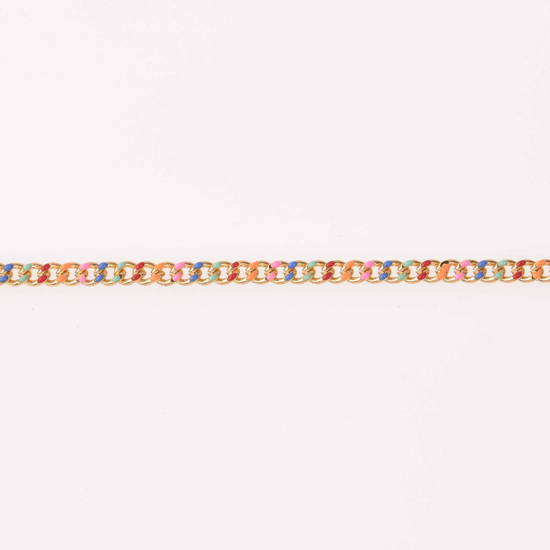 1 yard Multicolor Chain, Primary Colors Enamel Coated, Gold Plated Curb Link, 6mm links, fch1288a