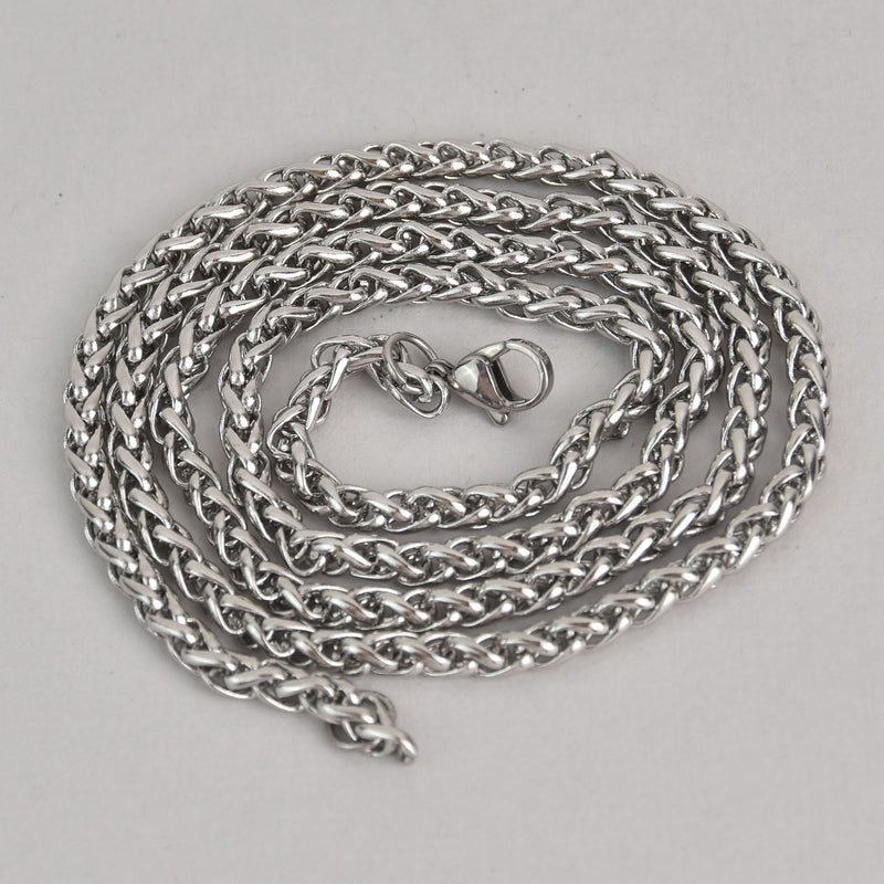 Stainless Steel Necklace Chain Blank, Silver, 24", fch1292a