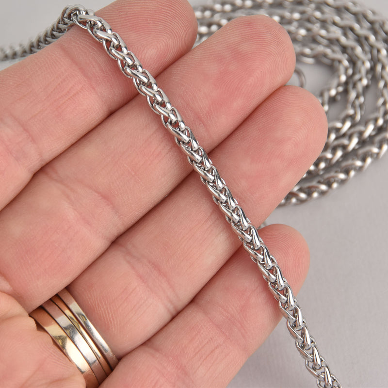 Stainless Steel Necklace Chain Blank, Silver, 24", fch1292a