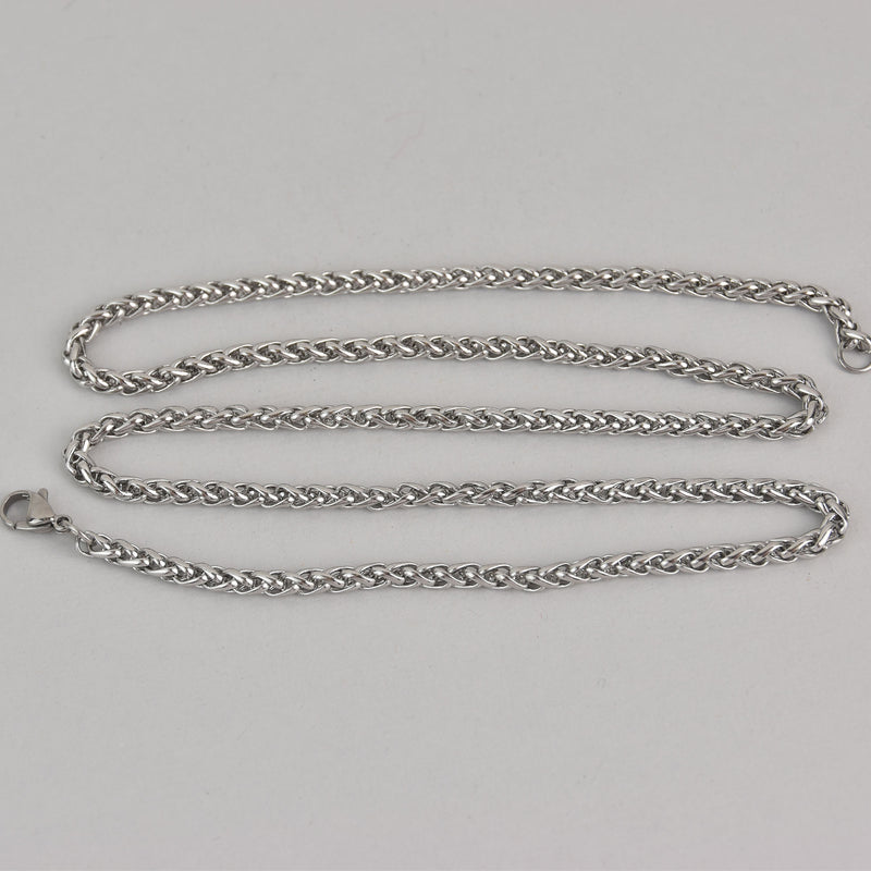 Stainless Steel Necklace Chain Blank, Silver, 24", fch1292a