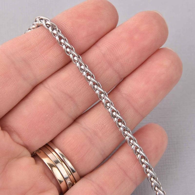 Stainless Steel Necklace Chain Blank, Silver, 24", fch1292a