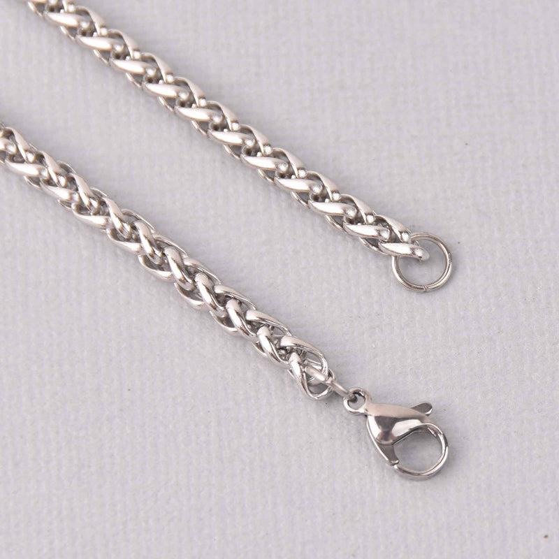 Stainless Steel Necklace Chain Blank, Silver, 24", fch1292a