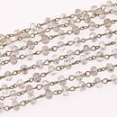 1 yard Smoke Crystal Rondelle Rosary Chain, bronze wire, 8mm faceted glass beads, fch1294a