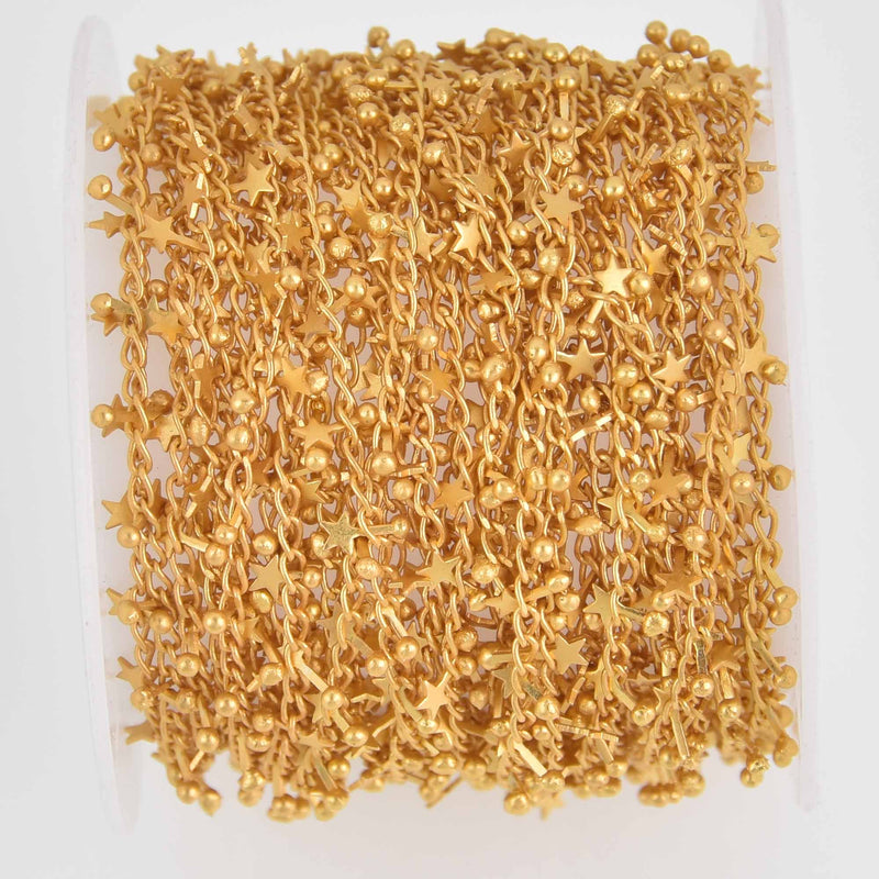 1 yard Gold STAR Chain Real Gold Plated tarnish resistant fch1296a