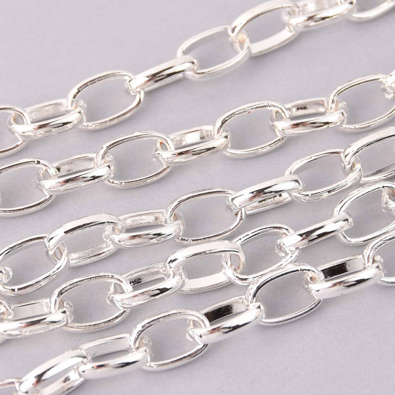 1 yard Silver Link Chain, oval cable links are 14x10mm fch1297a