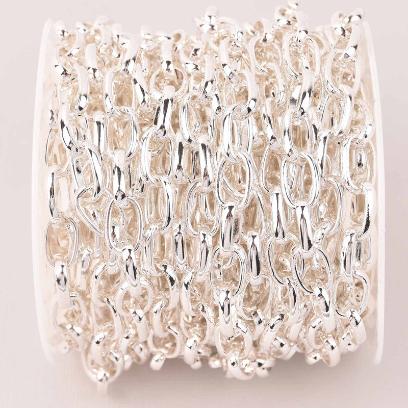1 yard Silver Link Chain, oval cable links are 14x10mm fch1297a