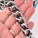 1 yard Black and Silver Link Chain, double curb links are 20x16mm fch1298a