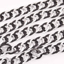 1 yard Black and Silver Link Chain, double curb links are 20x16mm fch1298a