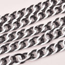 1 yard Black and Silver Link Chain, double curb links are 20x16mm fch1298a