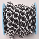 1 yard Black and Silver Link Chain, double curb links are 20x16mm fch1298a