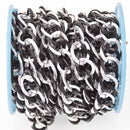 1 yard Black and Silver Link Chain, double curb links are 20x16mm fch1298a