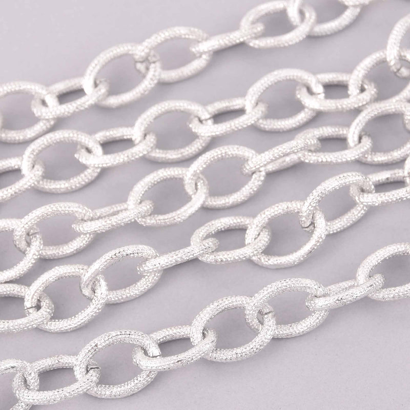 1 yard Silver Link Chain, textured cable links are 20x15mm fch1299a