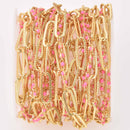 1 yard Gold Plated Paperclip Chain, Pink Beaded Chain, fch1304a