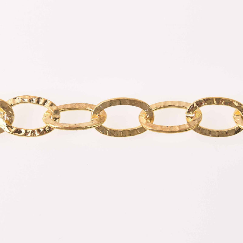 Gold Plate Oval Hammered Link Chain, links are 21x14mm fch1310