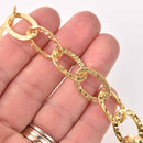 Gold Plate Oval Hammered Link Chain, links are 21x14mm fch1310