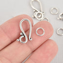 10 Sets Antique Silver Metal S Clasps with Soldered Ring, fcl0111