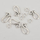 10 Sets Antique Silver Metal S Clasps with Soldered Ring, fcl0111
