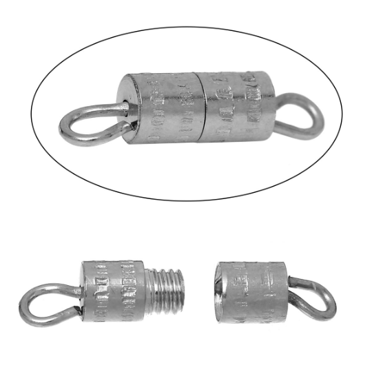 50 Silver Tone Barrel Screw Clasps, copper base, 15x4mm fcl0157