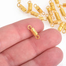 50 Gold Barrel Screw Clasps 15x4mm fcl0165